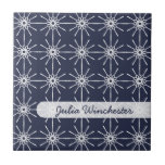 Midnight Blue Starburst Personalized Tile at Zazzle