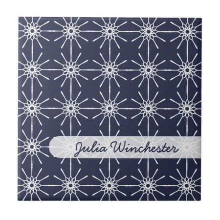 Midnight Blue Starburst Personalized Tile