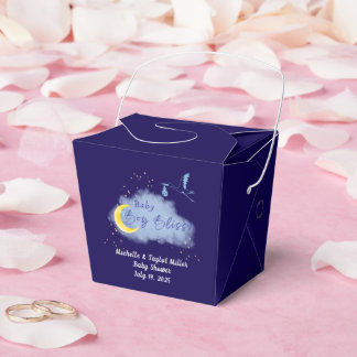 Midnight Blue Starlit Baby Boy Bliss Stork  Favor Boxes