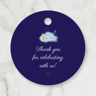 Midnight Blue Starlit Baby Boy Bliss Stork Favor Tags