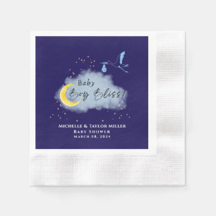 Midnight Blue Starlit Baby Boy Bliss Stork  Napkins