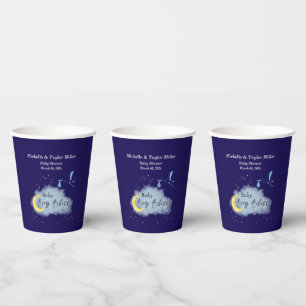 Midnight Blue Starlit Baby Boy Bliss: Stork Paper Cups