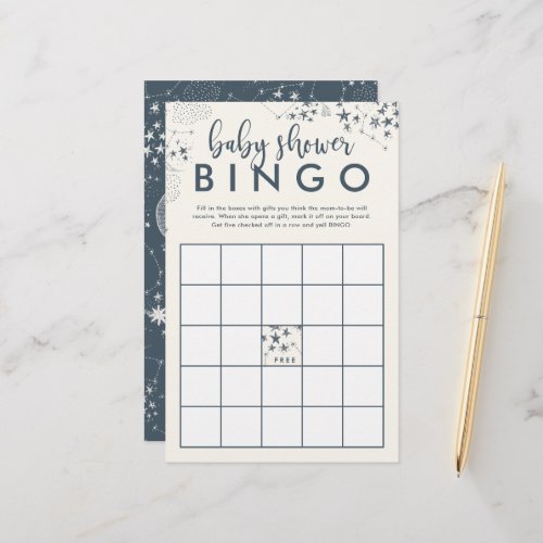 Midnight Blue Starry Night Baby Shower Bingo