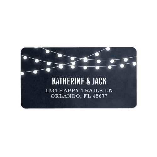 Midnight Blue String Lights Wedding Address Labels