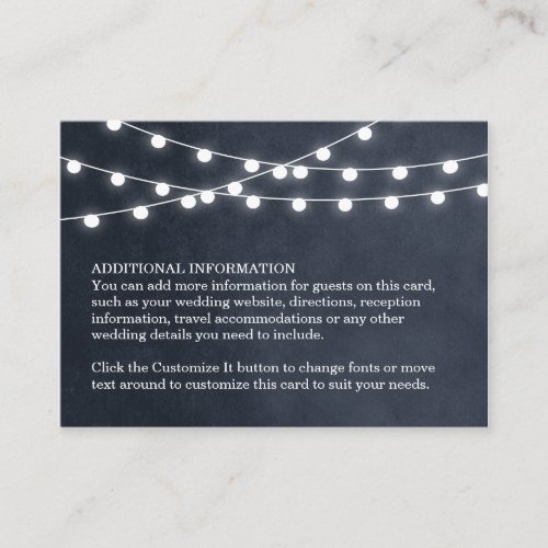 Summer String Lights Wedding Insert Card Business Card