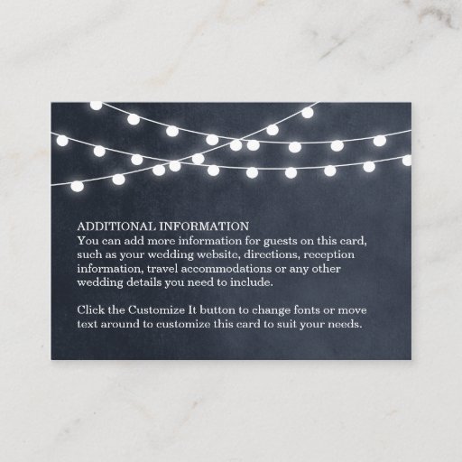 Customizable Summer String Lights Wedding Insert Card Business Card