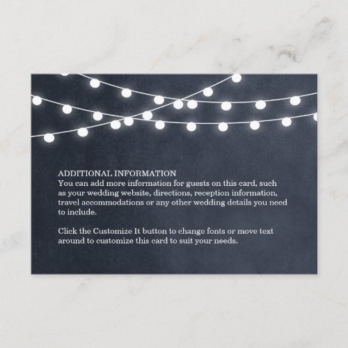 Midnight Blue String Lights Wedding Insert Card