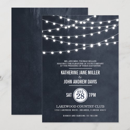 Summer String Lights Wedding Invitation