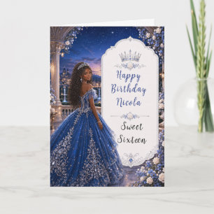 Midnight Blue Sweet 16 Princess Ball Card