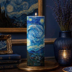 Midnight Blue Swirling Sky  for Calm Spaces Pillar Candle