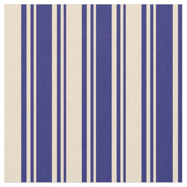 Midnight Blue & Tan Lines Fabric (Close Up)