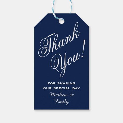 Midnight Blue Thank You Wedding Favor Gift Tags