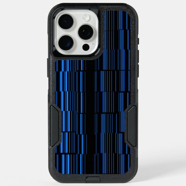 Midnight Blue Unique Modern Stripe Pattern Cool iPhone 15 Pro Max Case (Back)