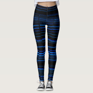 Midnight Blue Unique Modern Stripe Pattern Cool Leggings