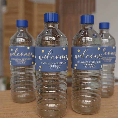 Midnight Blue Wedding Welcome Water Bottle Label