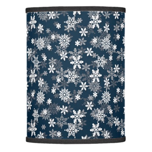 Midnight Blue White Christmas Holiday Snowflakes Lamp Shade