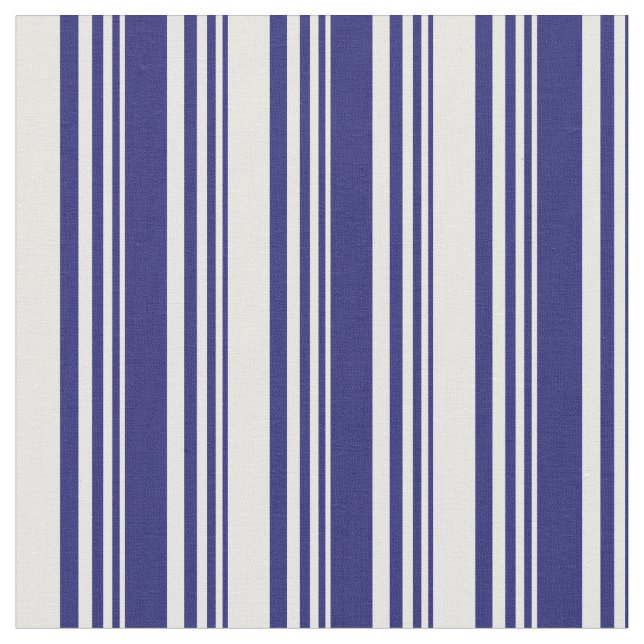 Midnight Blue & White Colored Lines Fabric (Close Up)