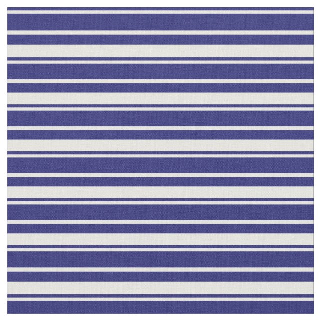 Midnight Blue & White Colored Lines Pattern Fabric (Close Up)