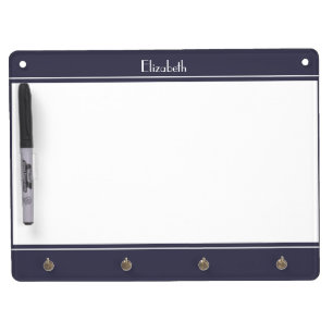 Midnight Blue & White Monogram Message Board