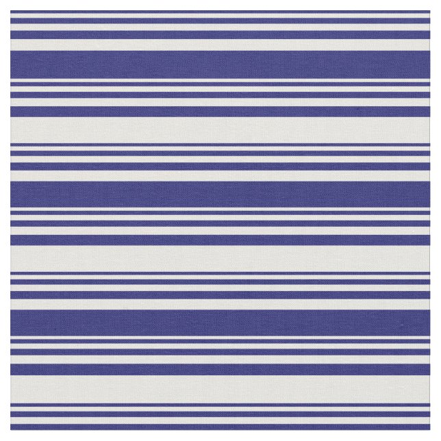 Midnight Blue & White Stripes Fabric (Close Up)