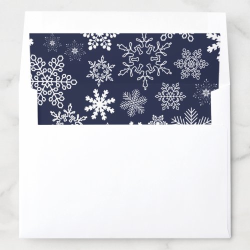 Midnight Blue Winter Snowflakes Pattern Envelope Liner