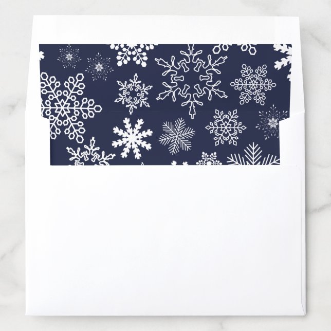 Midnight Blue Winter Snowflakes Pattern Envelope Liner (In Envelope)
