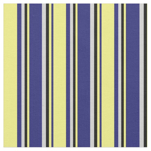 Midnight Blue, Yellow, Black & Light Gray Pattern Fabric