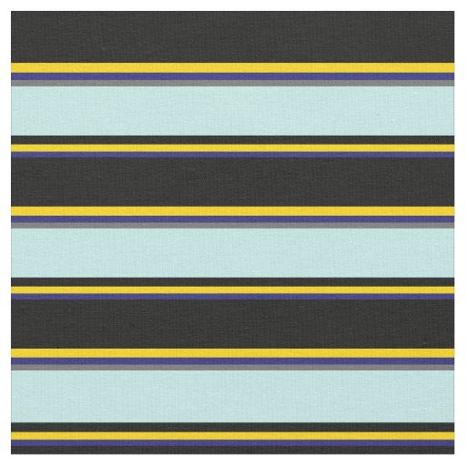 Midnight Blue, Yellow, Black, Turquoise & Dim Grey Fabric