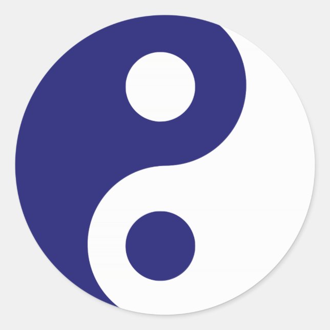 Midnight Blue Yin Yang Symbol Classic Round Sticker (Front)