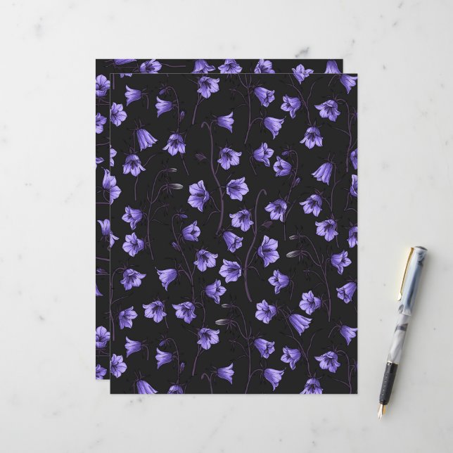 Midnight Bluebells, Harebells, Bellflowers (Front/Back In Situ)