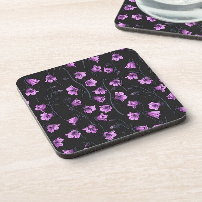 Midnight Bluebells, Harebells, Bellflowers 2 Beverage Coaster (Left Side)