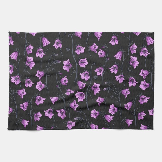 Midnight Bluebells, Harebells, Bellflowers 2 Kitchen Towel (Horizontal)
