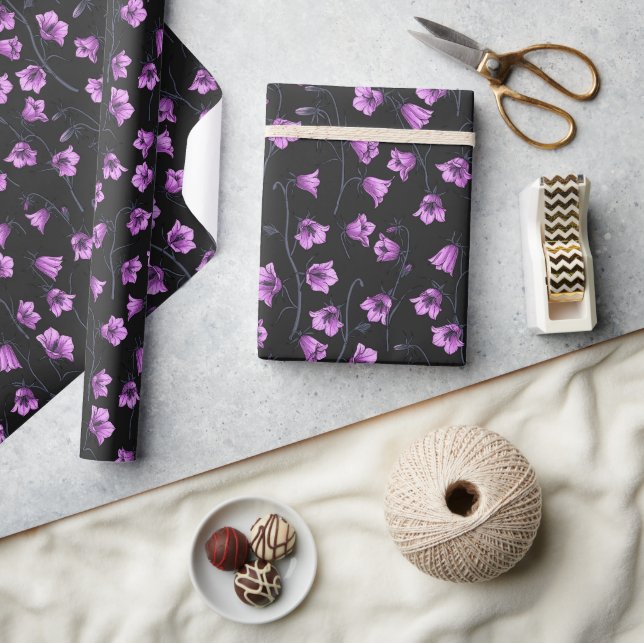 Midnight Bluebells, Harebells, Bellflowers 2 Wrapping Paper (Crafts)