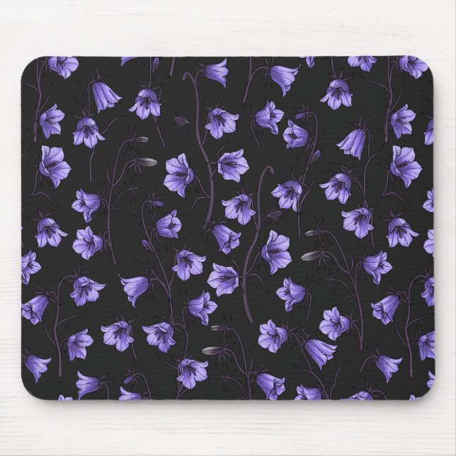 Midnight Bluebells, Harebells, Bellflowers Mouse Pad (Front)
