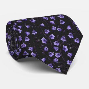 Midnight Bluebells, Harebells, Bellflowers Neck Tie