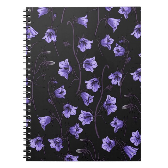 Midnight Bluebells, Harebells, Bellflowers Notebook (Front)