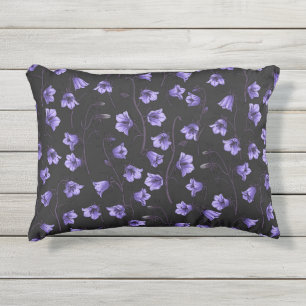 Midnight Bluebells, Harebells, Bellflowers Outdoor Pillow