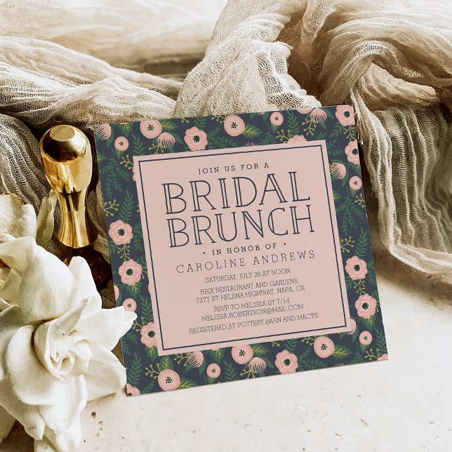 Midnight Blush Blooms Bridal Brunch Invitation (Creator Uploaded)