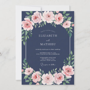 Midnight Blush Petal Wedding Invitation