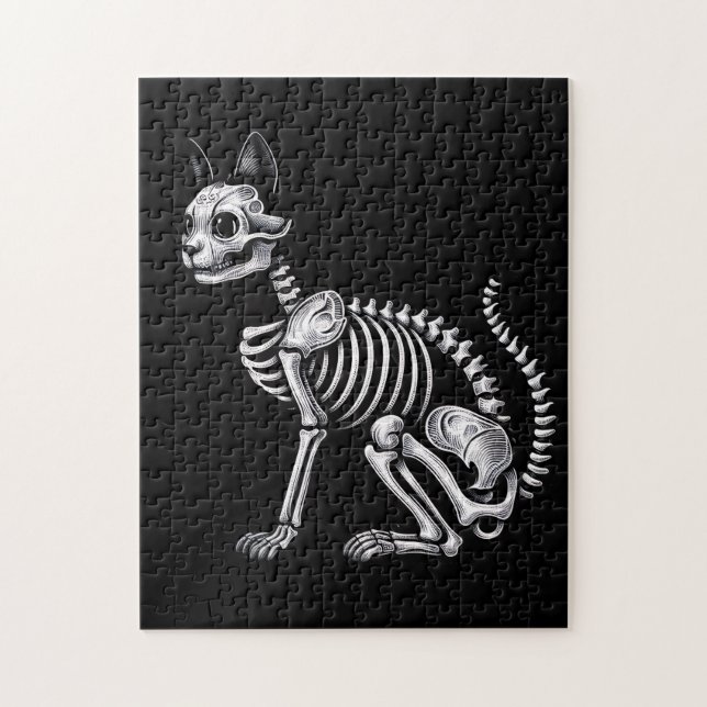 Midnight Bones: Skeleton Cat Jigsaw Puzzle (Vertical)