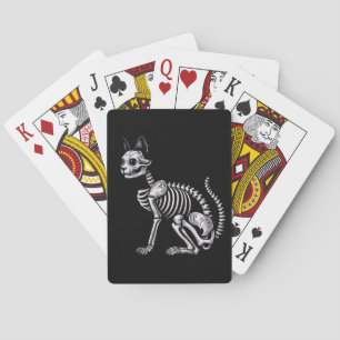 Midnight Bones: Skeleton Cat Poker Cards