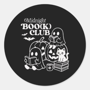 Midnight Boo(k) Club Halloween Ghosts Reading Book Classic Round Sticker