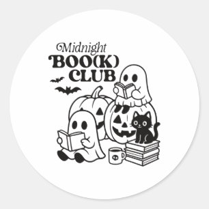 Midnight Boo(k) Club Halloween Ghosts Reading Book Classic Round Sticker