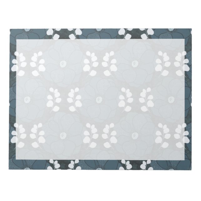 Midnight Botanica | Dark Indigo Floral Notepad (Front)