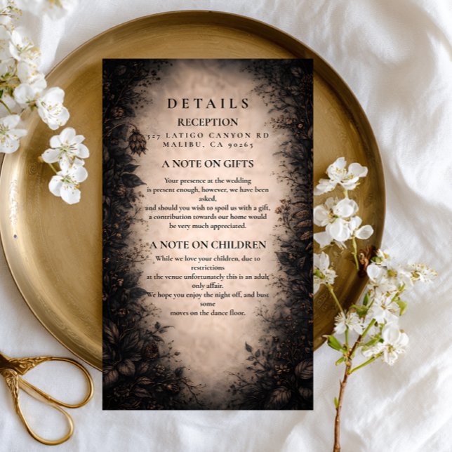 Midnight Botanical Gothic Wedding Enclosure Card (Creator Uploaded)