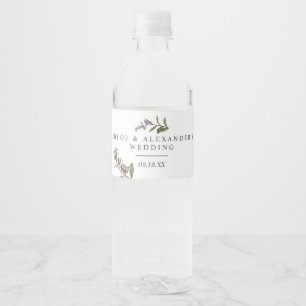 Midnight Botanical Wedding Water Bottle Label