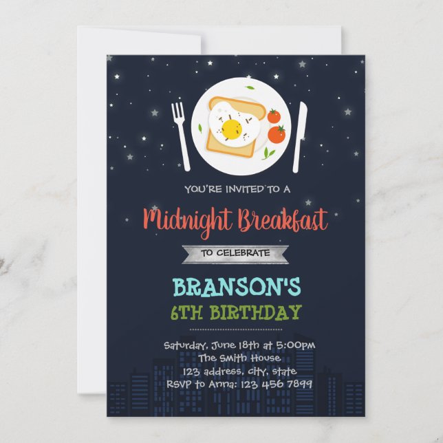 Midnight Breakfast party invitation (Front)