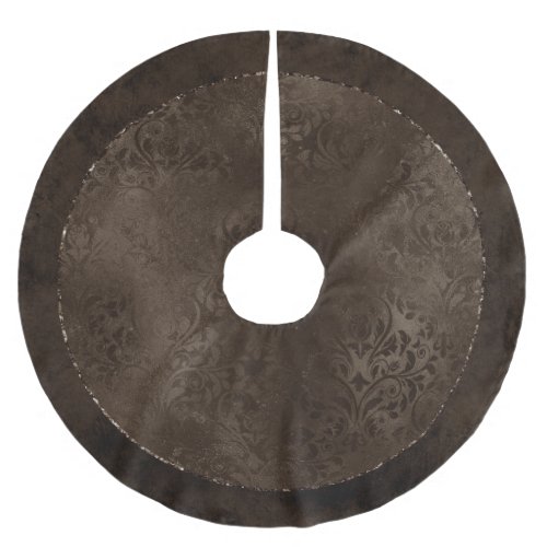 Midnight Bronze Romance  Satiny Grunge Damask Brushed Polyester Tree Skirt