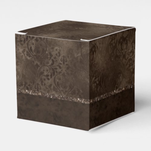 Midnight Bronze Romance  Satiny Grunge Damask Favor Boxes