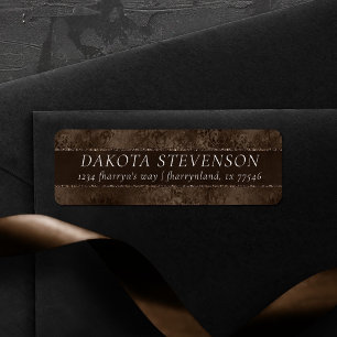 Midnight Bronze Romance Satiny Grunge Damask Label